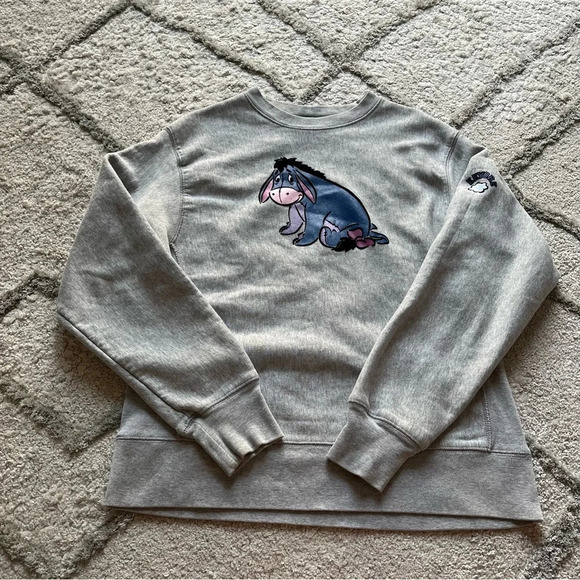 Vintage Disney Eeyore Sweatshirt Winnie The Pooh Sweater Crewneck gray Medium - Picture 1 of 9